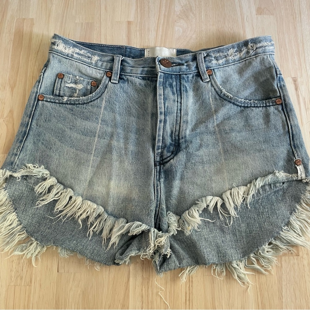 Free People x One Teaspoon Outlaws Mid-Length Denim Shorts